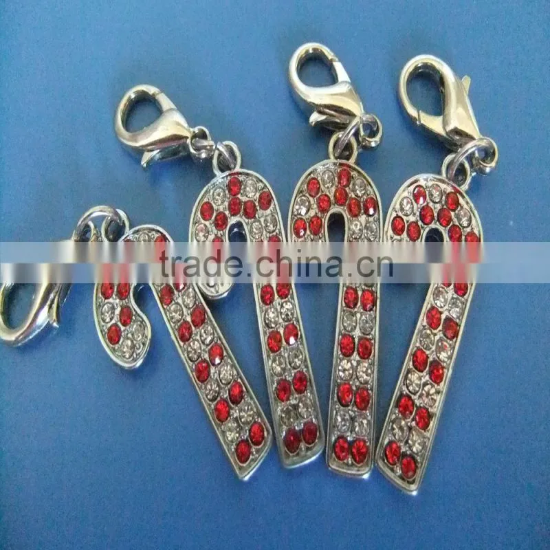 Zinc Alloy Jewelry Christmas Crutch Pendant Charm