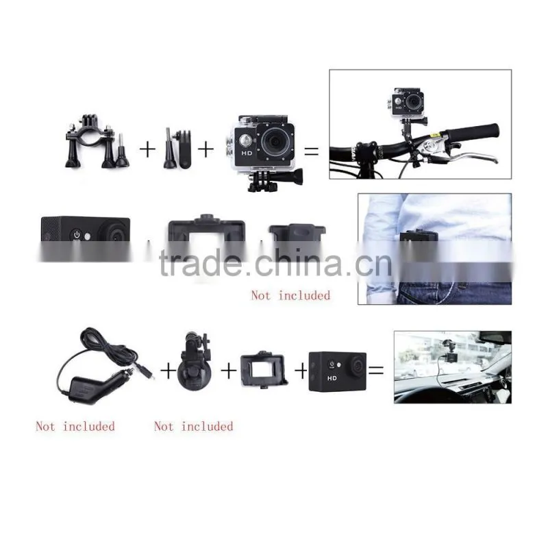 Waterproof Sports DV Recorder A8 Action Camera Full HD 720P 2 inch Car DVR Underwater 30M Video Camera