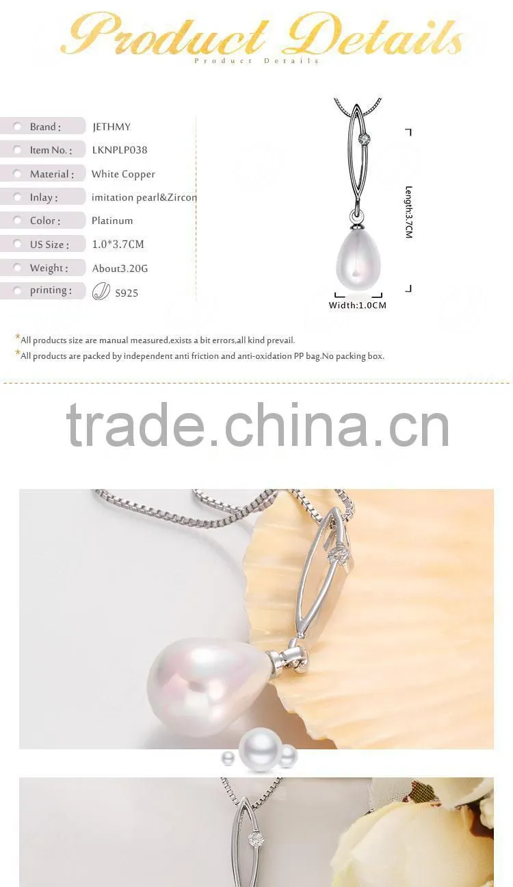 Brilliant Platinum Plating Surface Pearl Imitation Pendant for Girlfriend