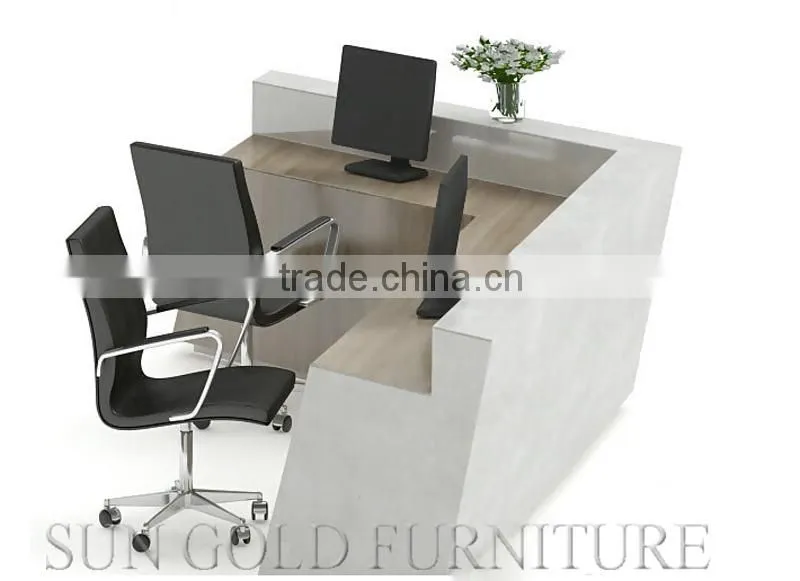 Modern Chinese factory wholesale and High Quality Curved Stainless Steel and Wood Office Table,Office Reception Desk (SZ-RT042)