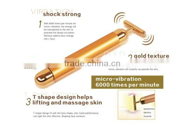 New Beauty Products 2014 24K Gold T-Shape Bar Portable Facial Massage Machine