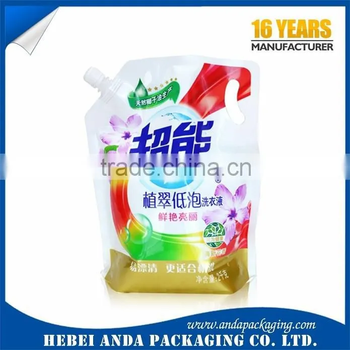 Stand up Pouch with Spout Liquid Laundry Detergent Packaging Plastic Bag, baby bottle washing liquid detergent