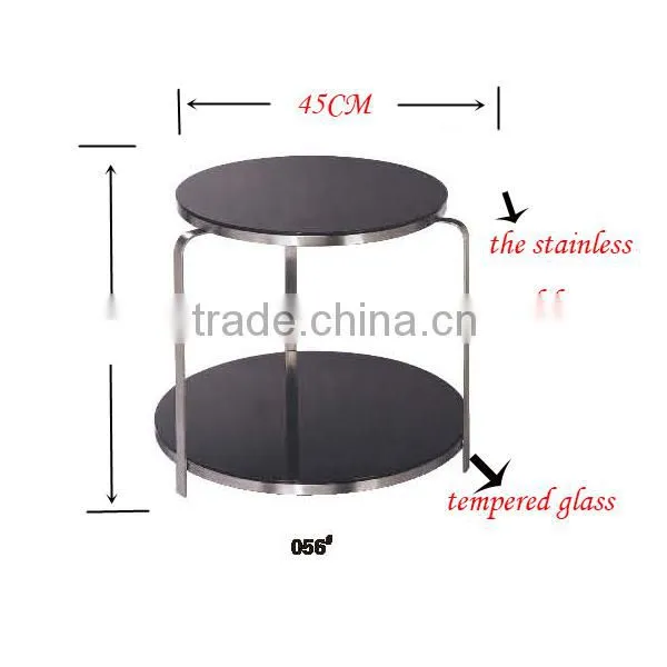 french style tempering glass round ending table(056)