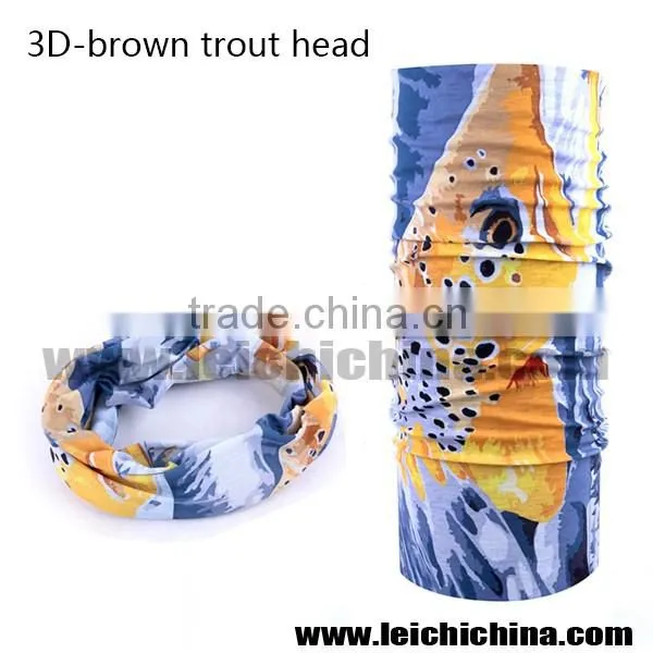 Unique 3D brown trout multifunctional bandanas headwear