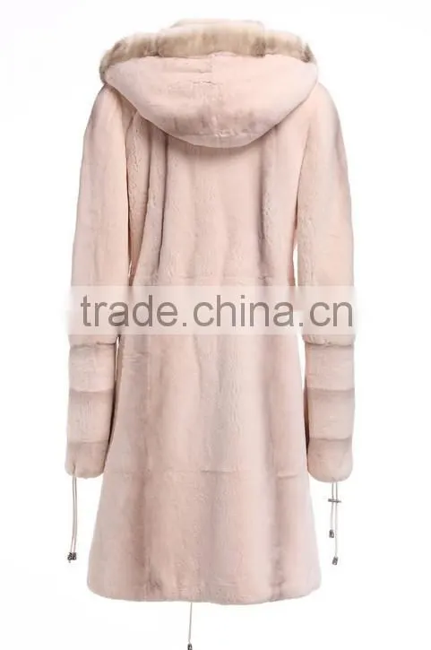 rex14019 Women dyed rex rabbit Fur Coat