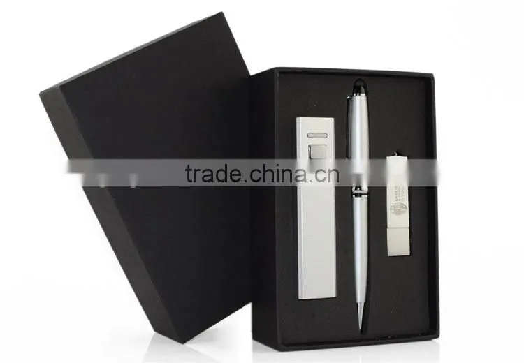 Customize Black power bank pen drive screen touch pen as Business Promotional Gift Kit