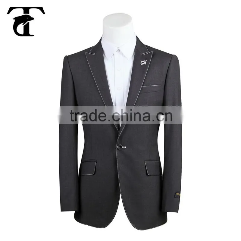 2015 new arrival mens pinstripe notch lapel fasion suits slim cut two vents suit fancy blazer for mens