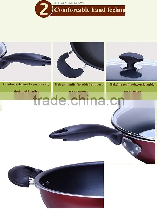 Energy saving aluminum non stick wok cookware as seen tv