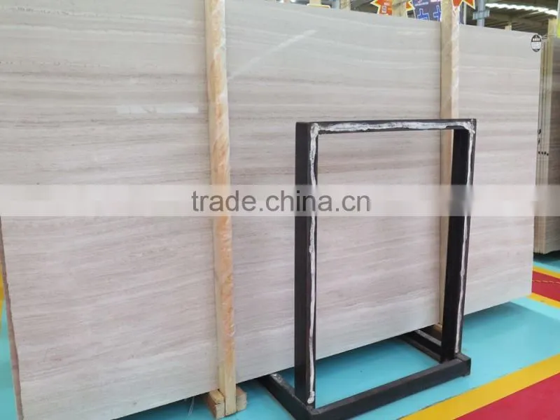 Chinese white wood veined marble slab