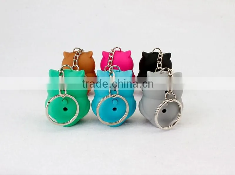 Plastic LED Owl Keychains with Sound