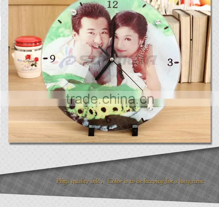 Sunmeta sublimation glass photo frame with clock