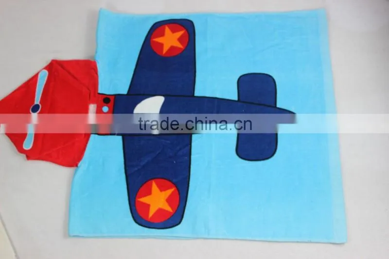 wholesale bulk 60x120cm 260g cartoon printing kids hooded poncho beach towel