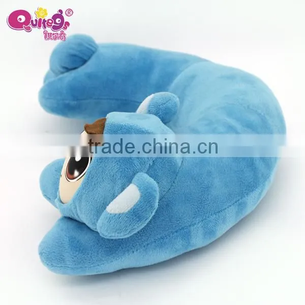 Light blue and pink soft human face U shape pillow
