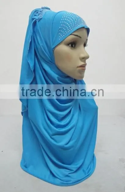 H182 latest soft silk muslim hijab with rhinestones