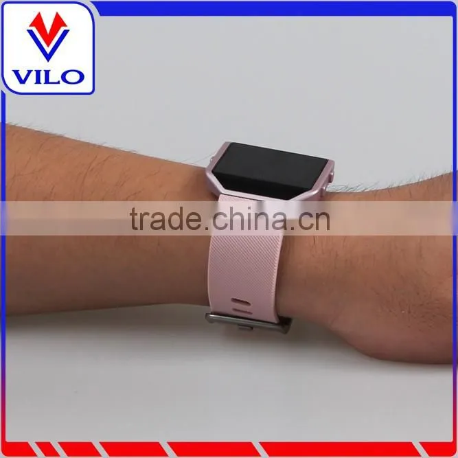 Silicone Bracelet Strap Replacement Band with Metal Frame For Fitbit Blaze Smart Watch