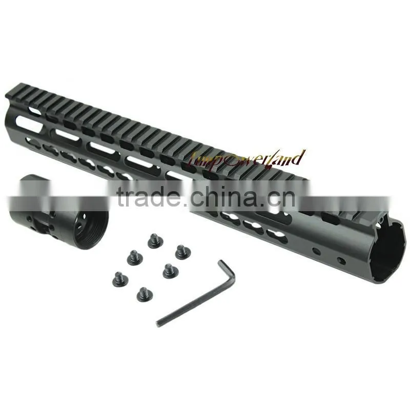 Funpowerland Black Free Float NSR 13.5" Handguard One-piece Top Rail System KeyMod High Quality Ultra Lightweight BK For AR-15