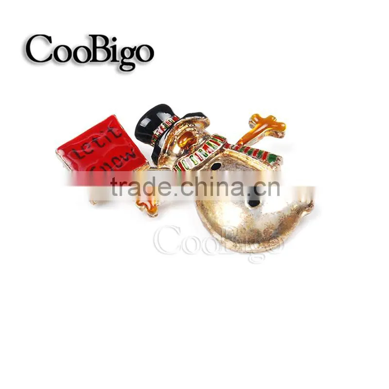Charming Black Hat Cool Snowman Pin Brooch Christmas Party Gift Promotion Apparel Accessories