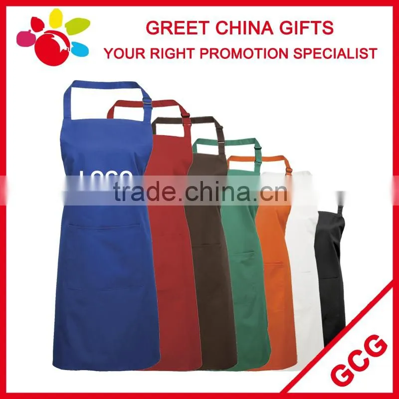 Polyester Cotton Blended Mixed Color Custom Bib Kitchen Apron with Pockets