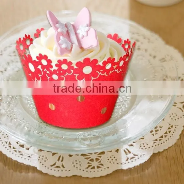 manual new arrival festival accessory laser cut cupcake wrappers for birthday decoration