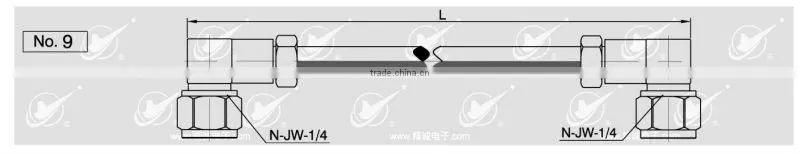 N male to N male right angle cable assembly, jumper, pigtail