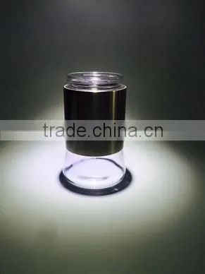 2016 new design fashionable houseware spice glass storage jar with stainless steel sleeve