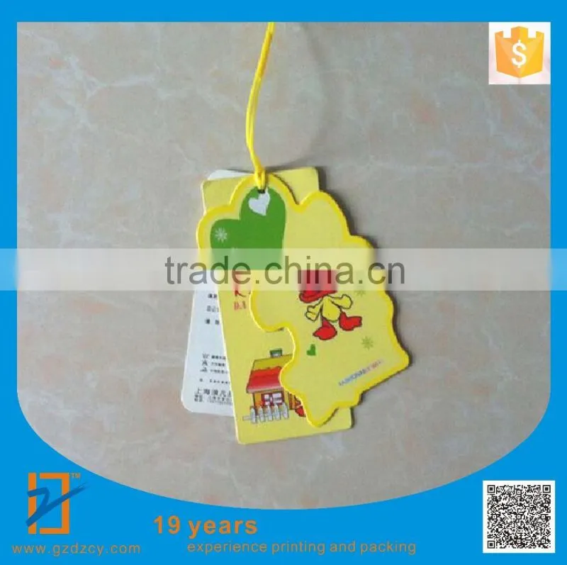 Design white fancy clothing swing tag hang tag price tag