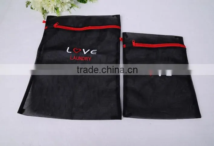 YIWU RODA 100%polyester embroidery black durable laundry bag