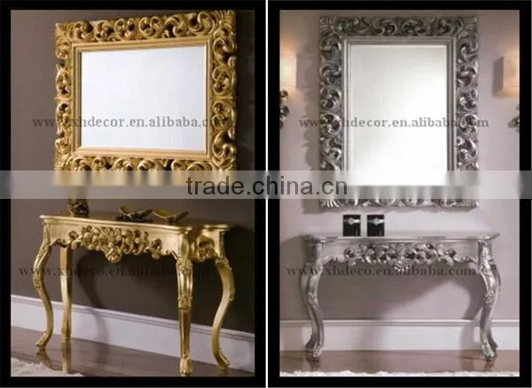 French Neo Classical Louis XVI Style Console Carved Gold Finish wood carved console table