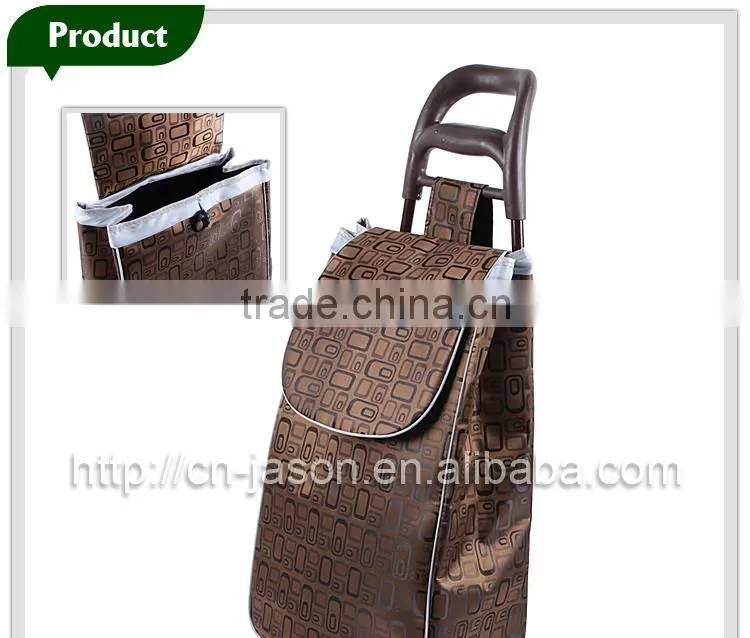 Pooyo Jacquard fabric portable folding shopping trolley bag A2S-5