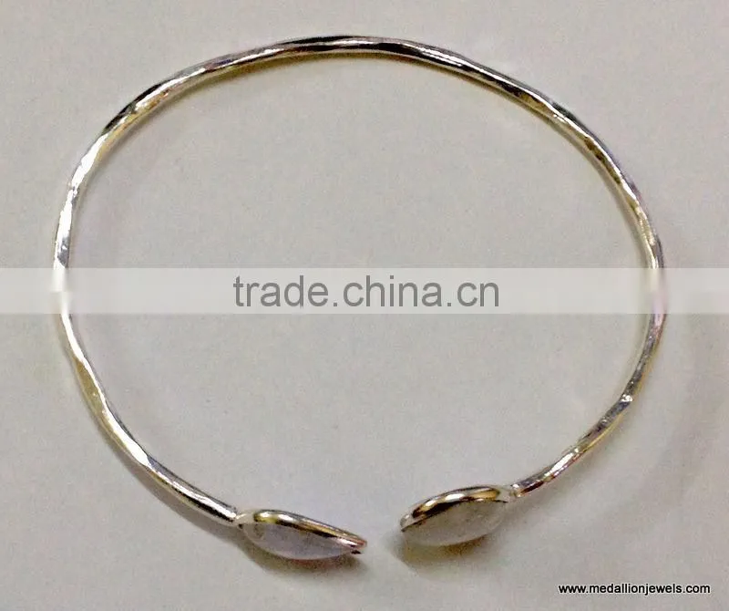 Vermeil Sterling Silver Rose Cut Bangle, Gold Plated Sterling Silver Bangle, Rose Cut Gold Plated Bangle