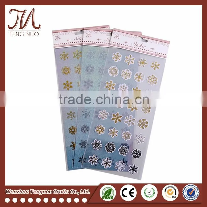 Custom Material Christmas Decoration Sticker Snow Shape hologram Sticker