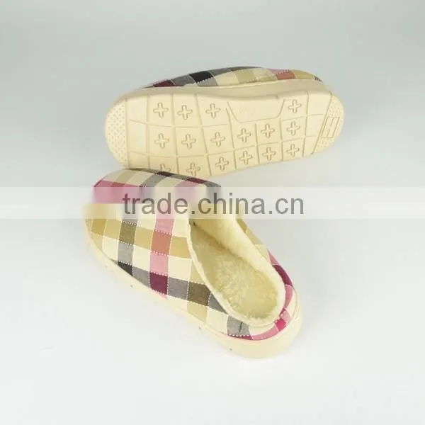 Premium quality colored cotton fleece women and men's indoor slippers