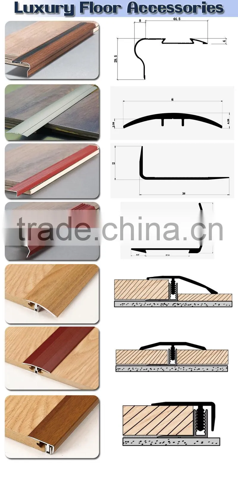 aluminum stair nosing for vinyl floor/concrete stair aluminum treads/bamboo flooring stair nosing