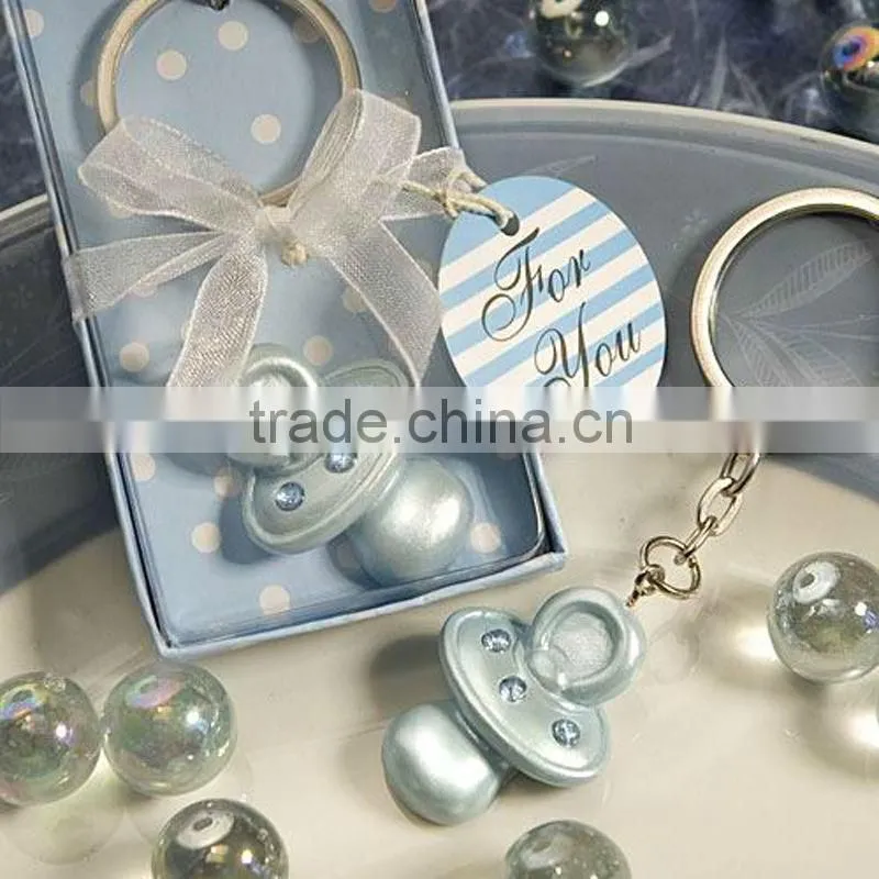 Pink - blue crown themed princess metal keychain for baby showers