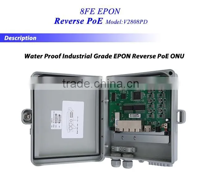 8*10/100Mbps Ethernet Interfaces Reverse PoE ONU Industrial Grade PACPON with Waterproof Thunder Prevention