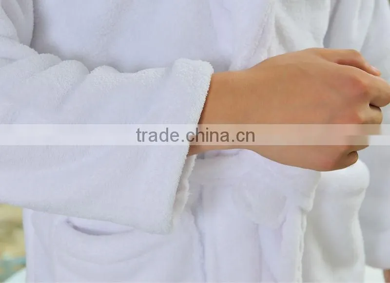 top quality coral fleece comfortable long hotel robe for man