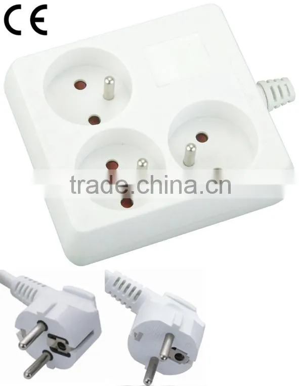 250V French Socket 3 outlets with CE approved
