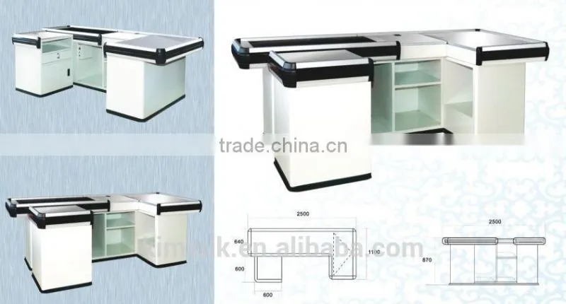 Top Quality Supermarket Checkout Counter,cashier desk,shelves used for grocery