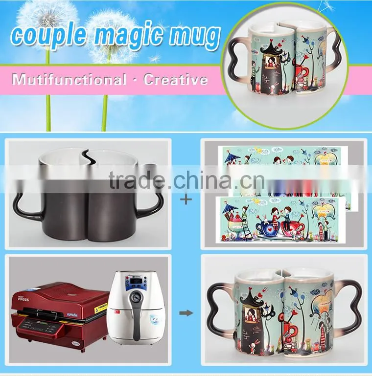 11oz blank sublimation color changing magic couple mug
