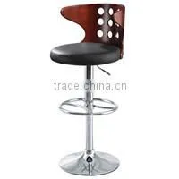 HY2014H Moulded Plywood Black Leatherette Low Backrest Bar Stools with Footrest, Swivel Bar Stools, Bar Stool