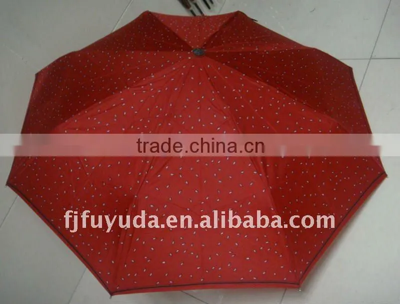 21inch 8k 3 folding lady red printed good quality umbrella