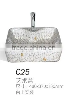 C15 Fashion color rectangular marble basin ceramic art basin for bathroom