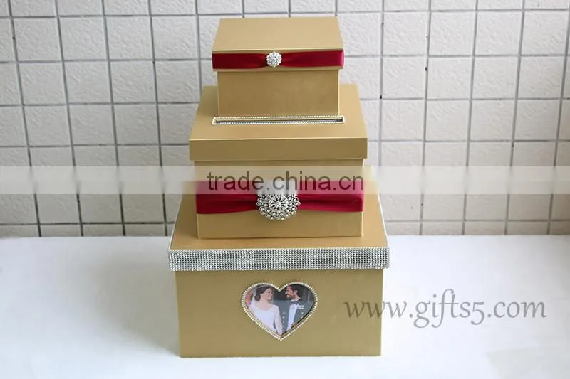 Excellent gold wedding keepsake box large wedding card boxes in handmade