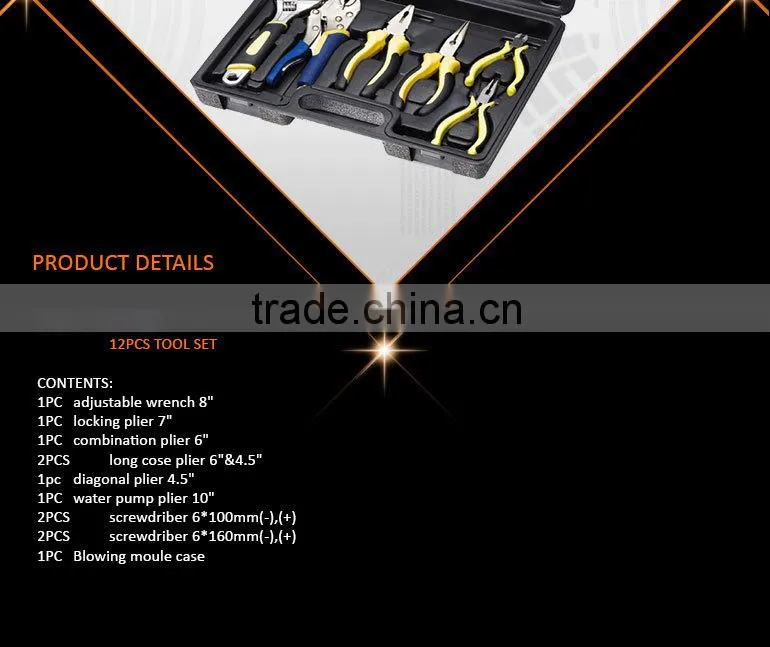 12pcs Top Craft Hand Tools of Plier Set and Screwdriver Set