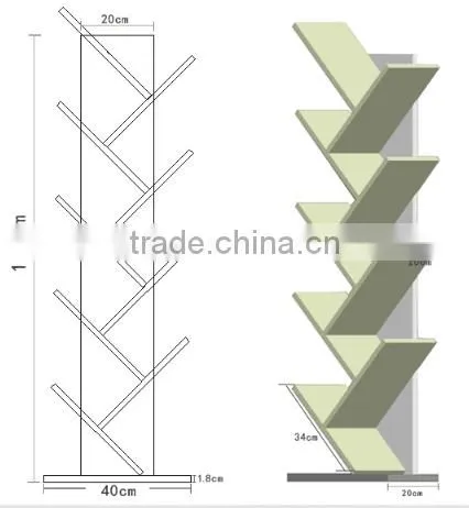 tree shaped corner bookcase