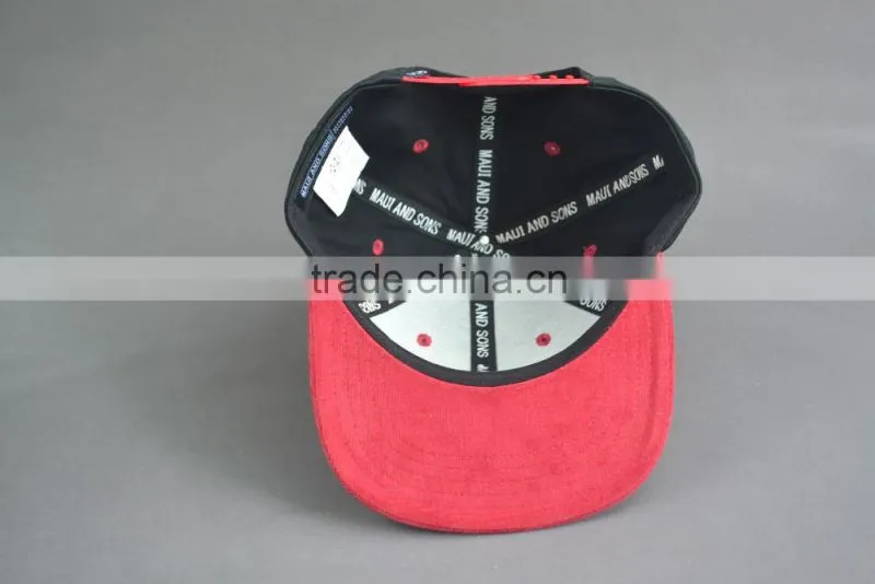 Black and red flat brim snapback