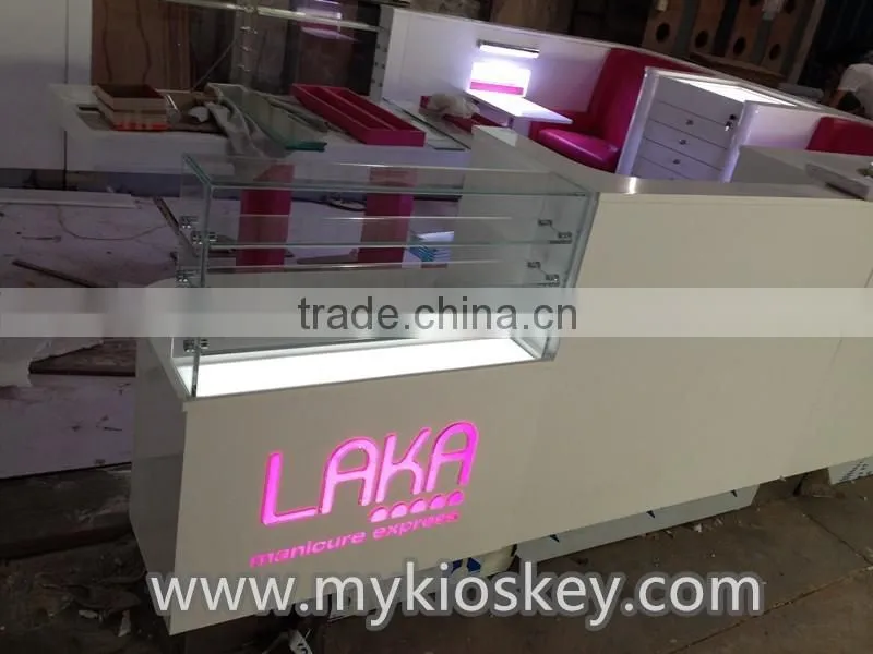 Factory made nail kiosk | shopping mall nail kiosk design | manicure table with nail dust collector for sale