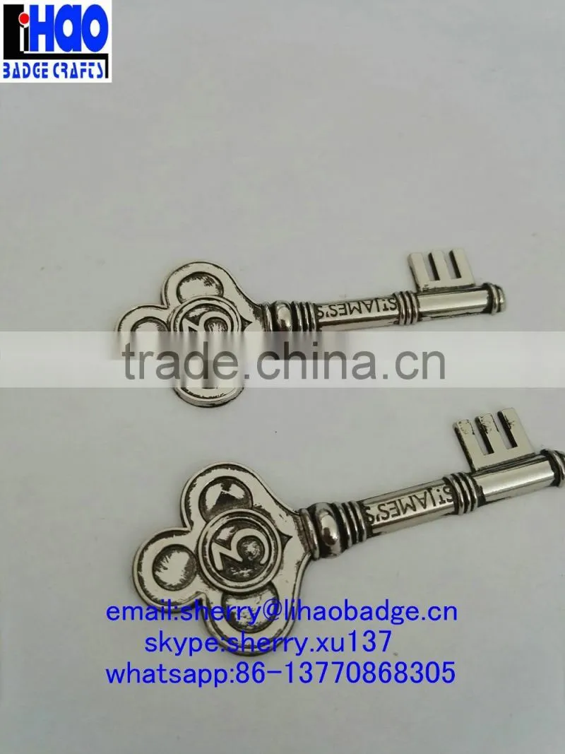 souvenir metal antique color key,zinc alloy die casting key shape tag