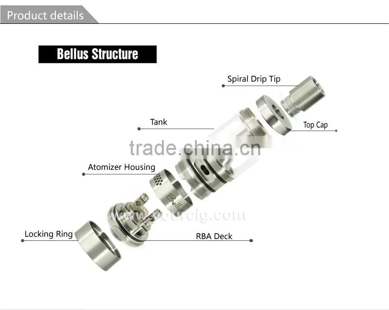 Youde bellus!100% Authentic High Quality ud Bellus RTA Tank 5ml Rebuildable, Youde UD Bellus RTA