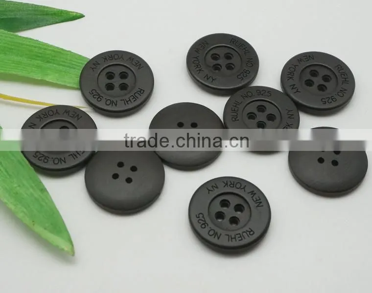 Black 4 Holes Real Wood Buttons with Logo Engraved on